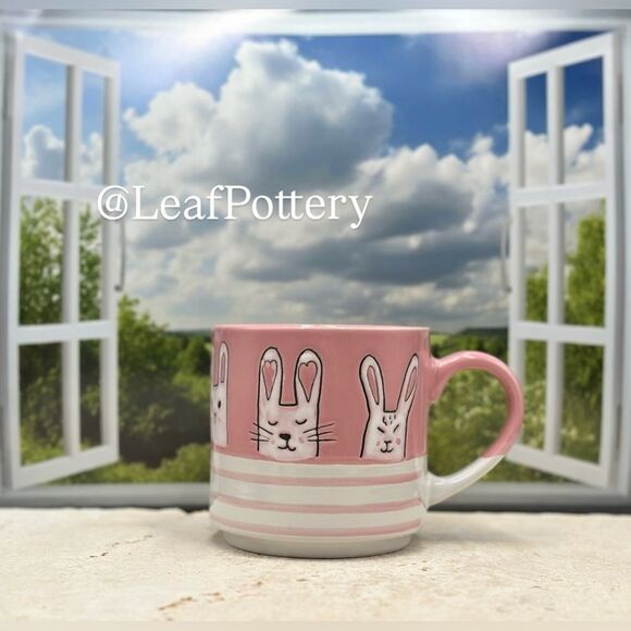 Silly Bunny Pink/ White Ceramic 20oz Mug - Picture 10 of 10